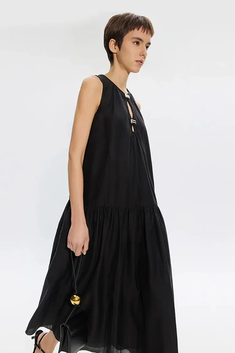 Women's Design Office Dress With Hollowed-Out Light Dress