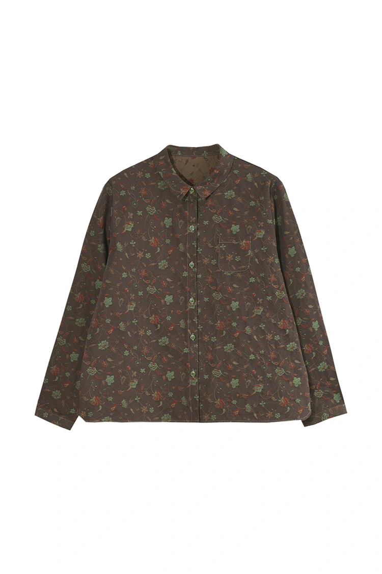 เสื้อเบลาส์ลำลองพิมพ์ลายดอกไม้ผู้หญิง